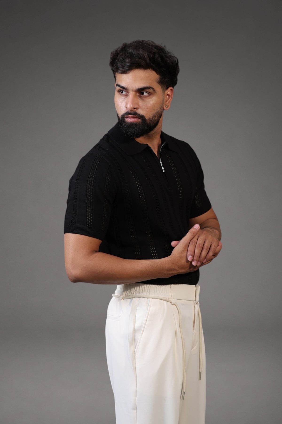 Knitted Zipup t-shirt