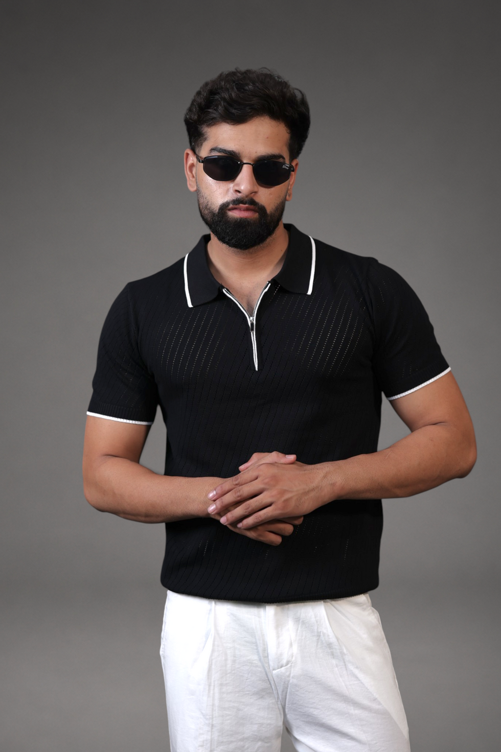 Knitted Zipup t-shirt