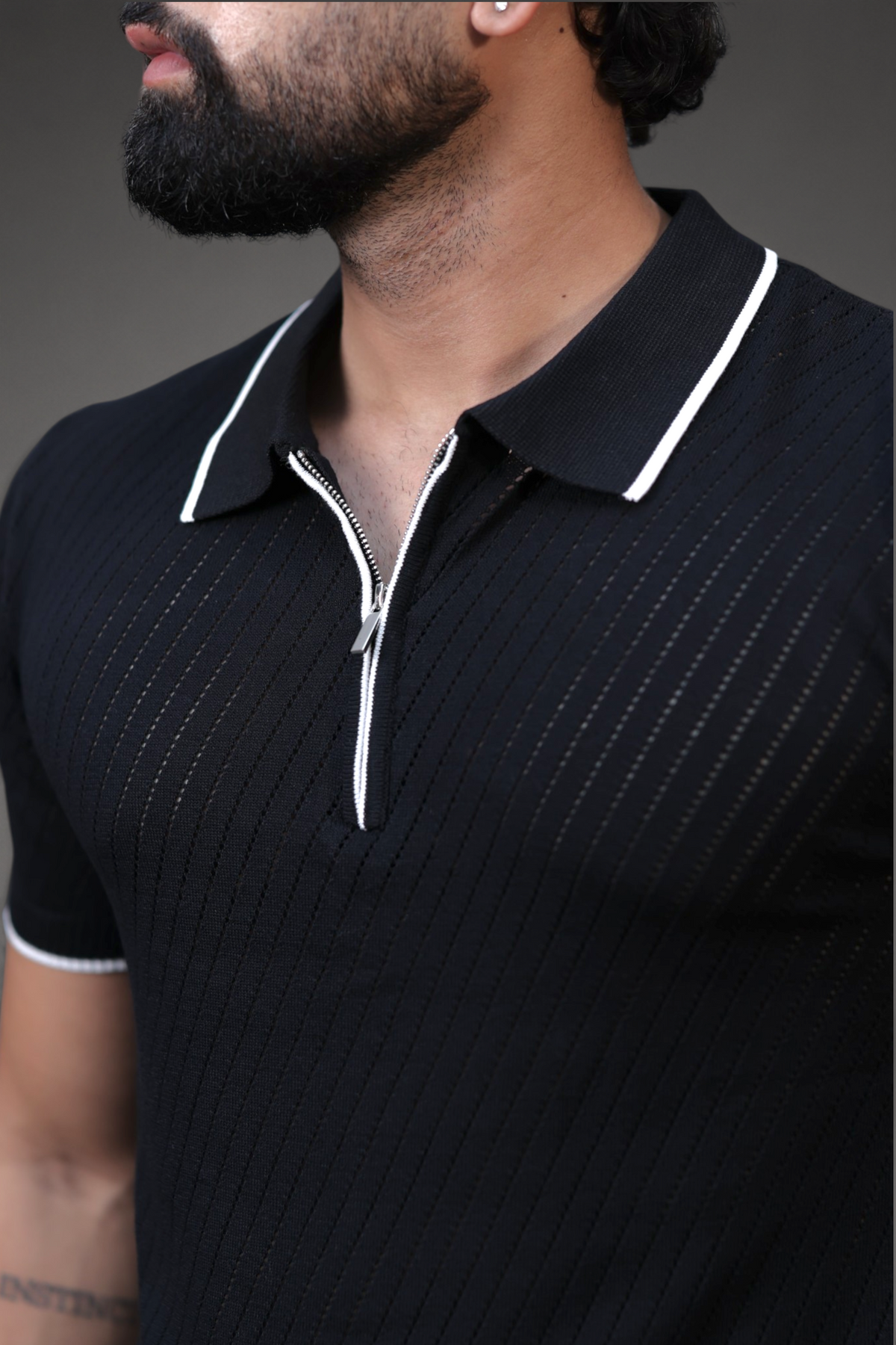 Knitted Zipup t-shirt