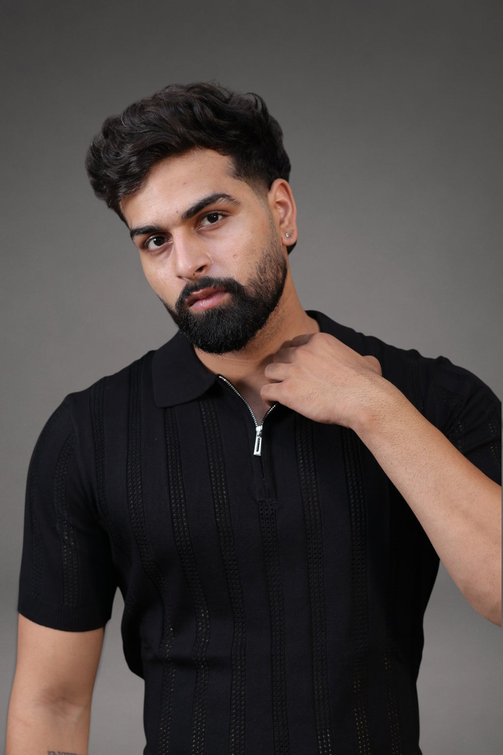 Knitted Zipup t-shirt