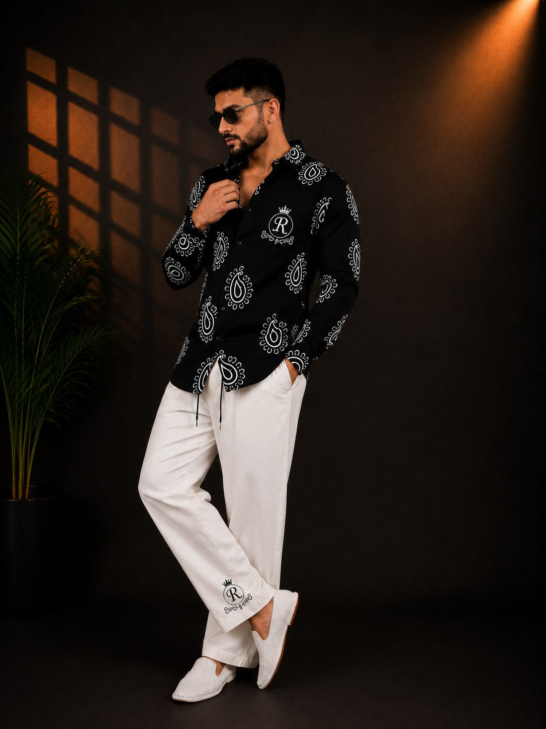 Black Paisley Designer Shirt