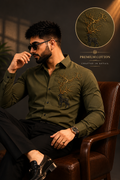 Premium Cotton Embroidered Green Shirt