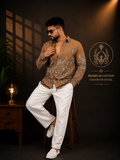 Baroque Pattern Designer Brown Shirt