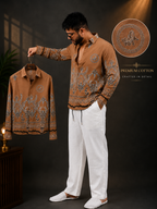 Baroque Pattern Designer Brown Shirt