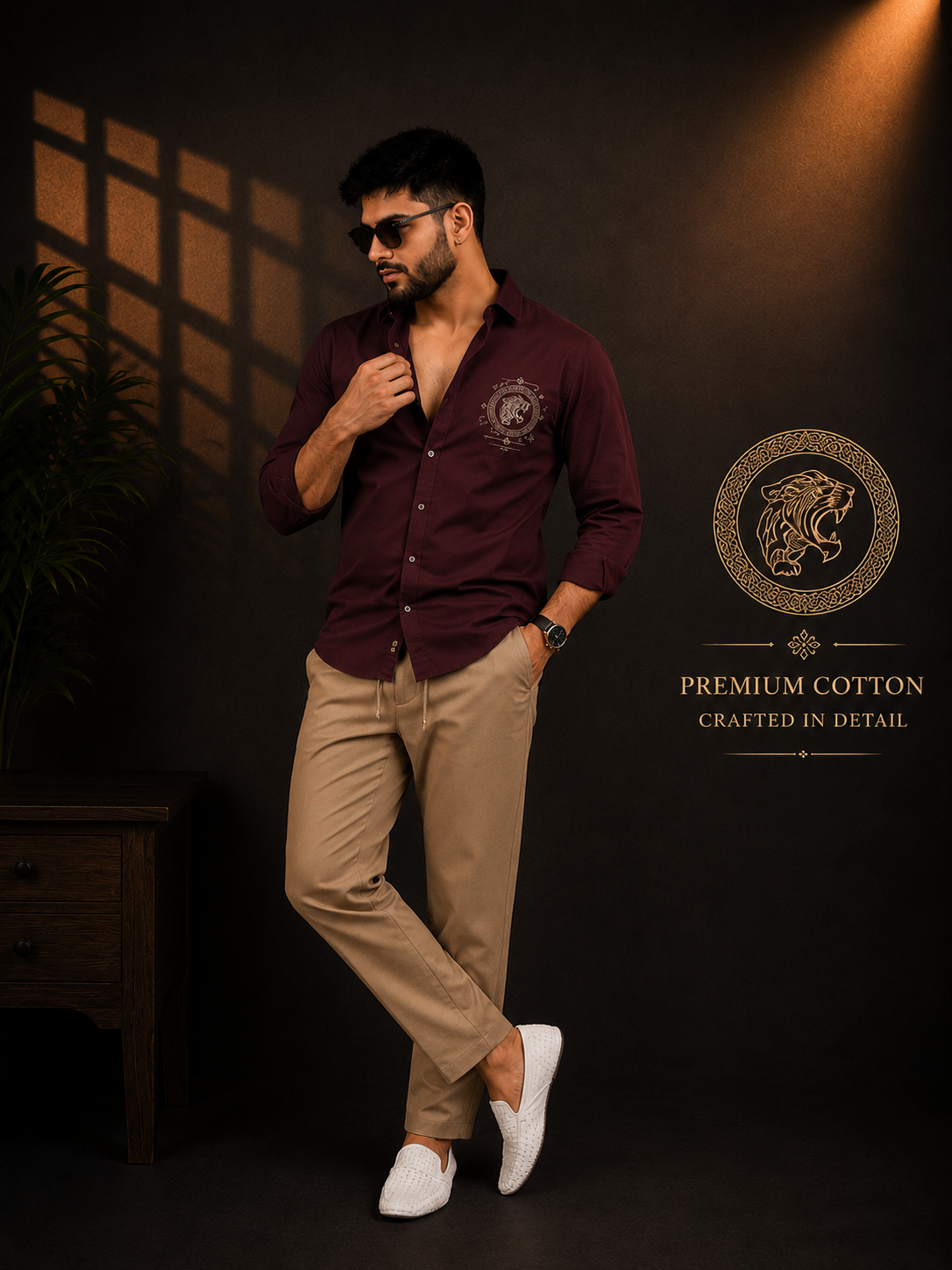 Embroidered Maroon Shirt