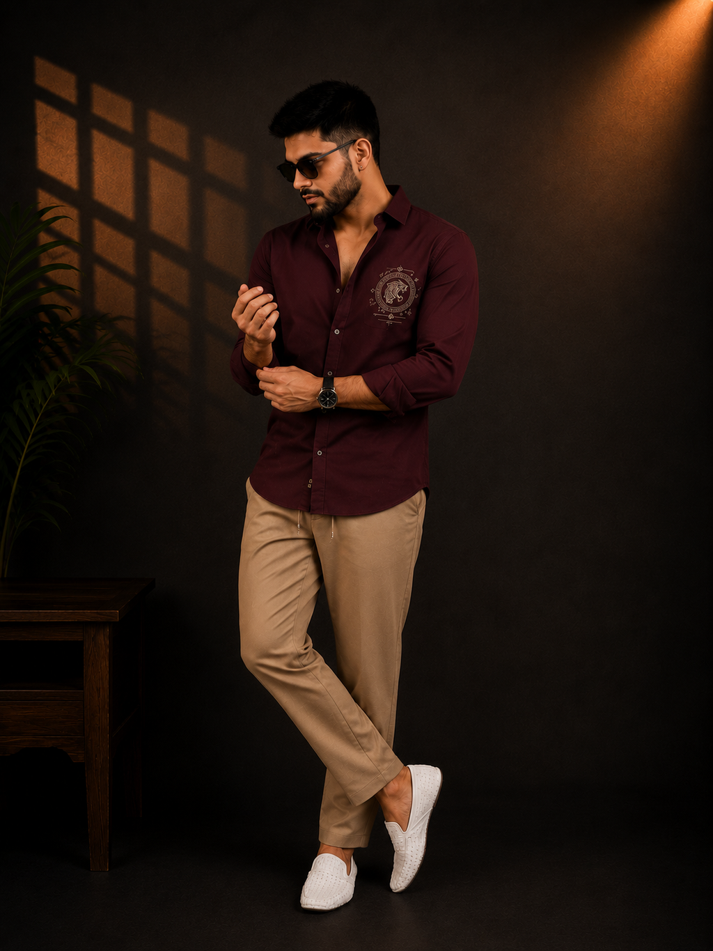 Embroidered Maroon Shirt